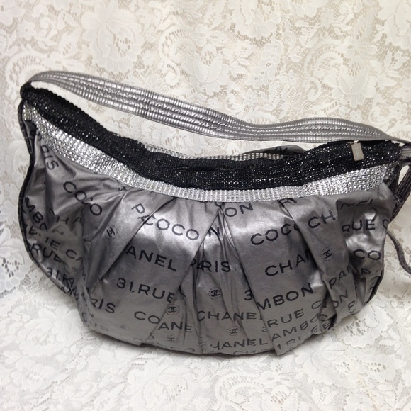 Chanel Silver-Black Weekend-Beach Crossbody - Picture 9 of 13